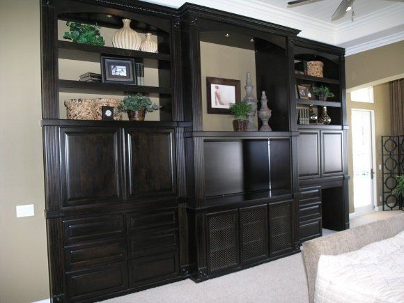 Custom Cabinets — Dark Wooden Cabinet in Beaumont, CA