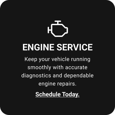 Engine service advertisement with engine icon. Text: 