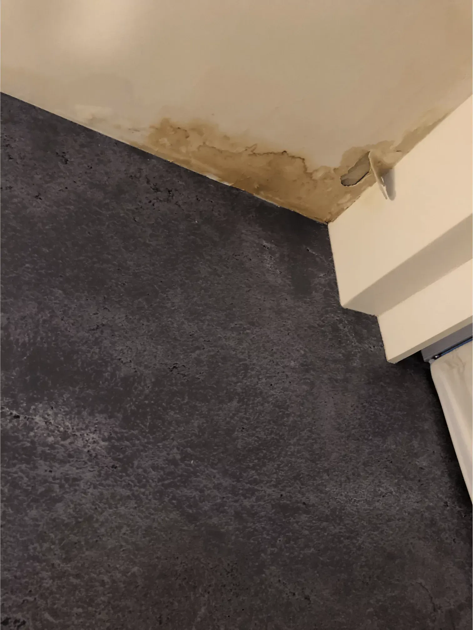 Roof leakage, water dameged ceiling roof and stain on ceiling