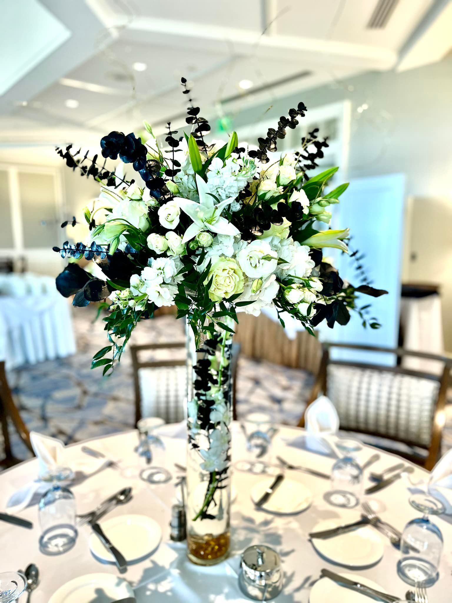 white floral centerpiece