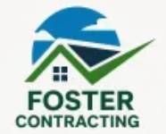 Foster Contracting logo: Green roof, check mark, house silhouette over blue sky, white clouds, and text.