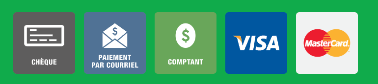 Un fond vert avec des icônes pour visa et mastercard