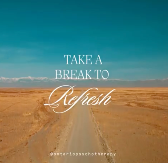 A desert road with the words take a break to refresh