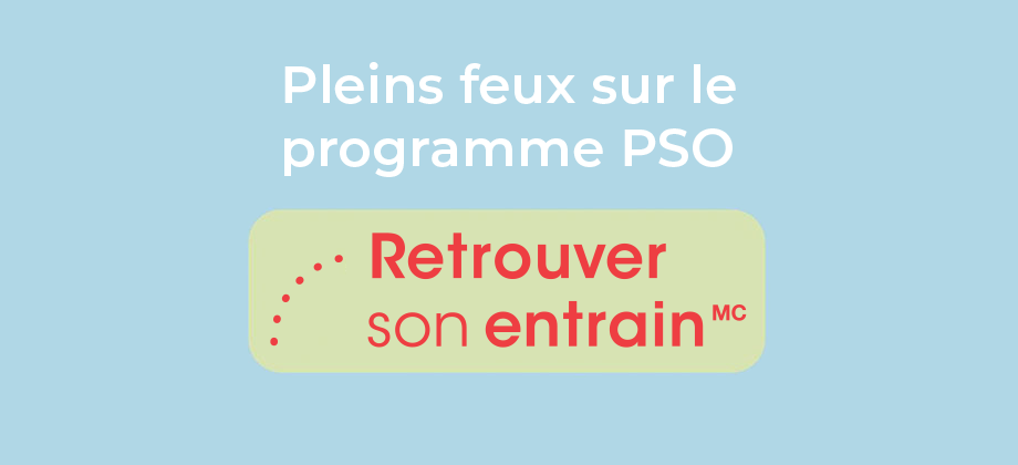 Un fond bleu avec les mots pleins feux sur le programme pso.