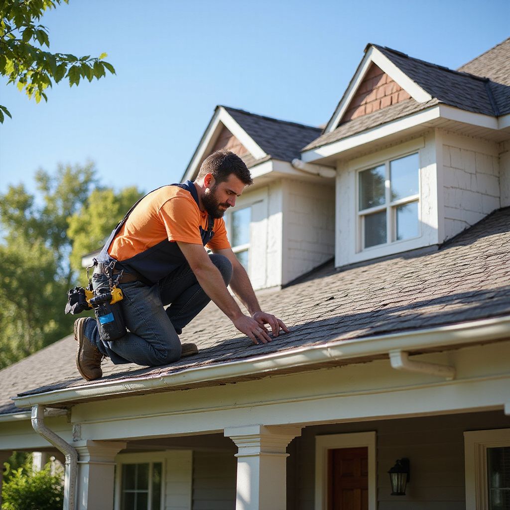 roofing contractor repairing shingles