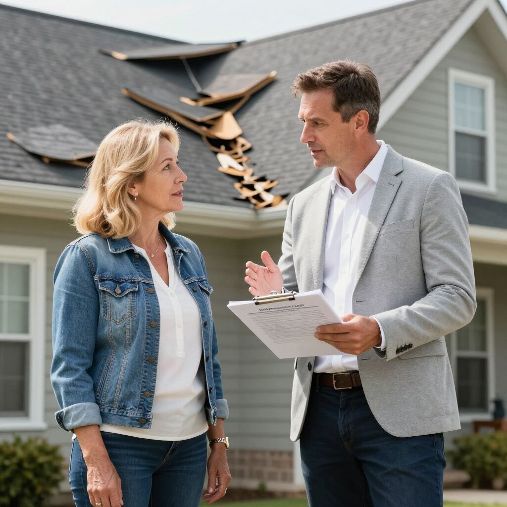 roofing contractor meeting with homeowner