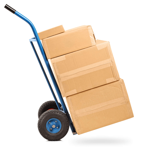 Hand truck with many boxes — Shipping Company in La Quinta, CA