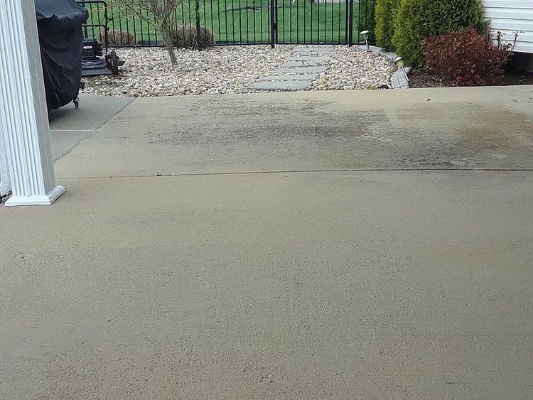 Dirty Concrete Patio before cleaning
