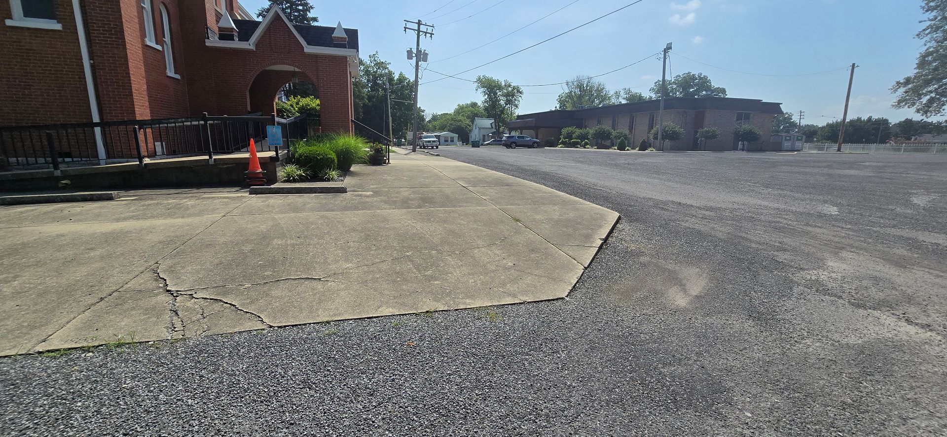 Dirty Concrete on church sidewalk in Okawville IL