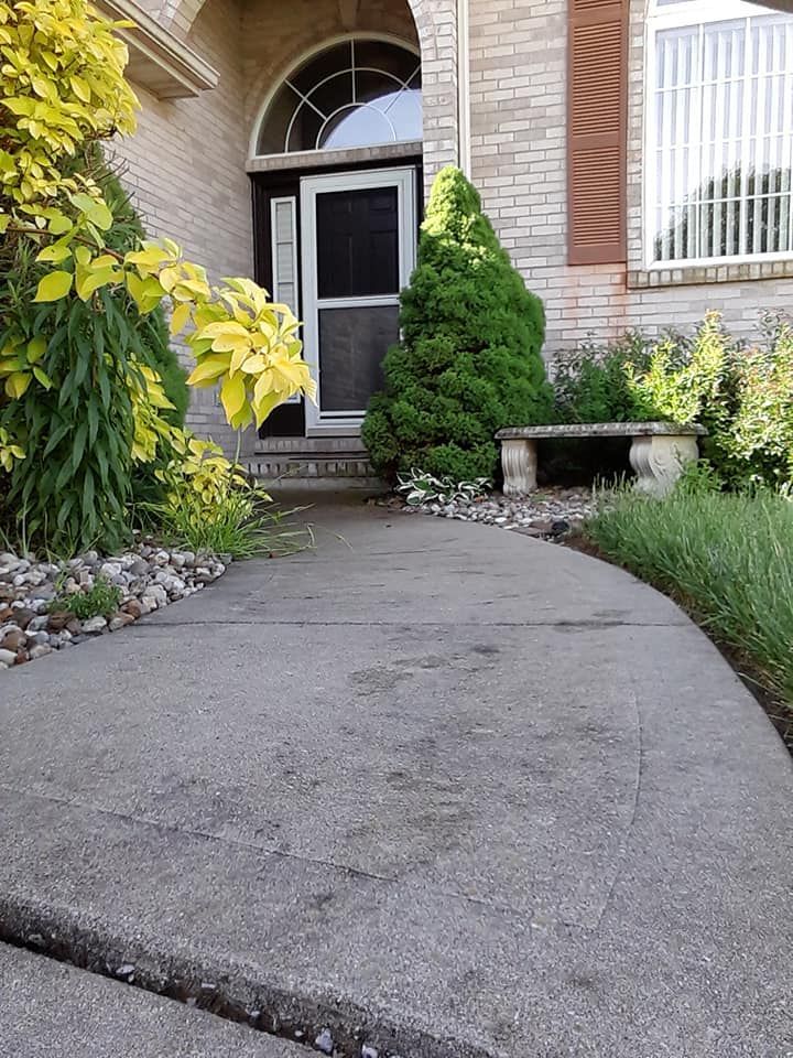 Dirty Front Walk, house, and step