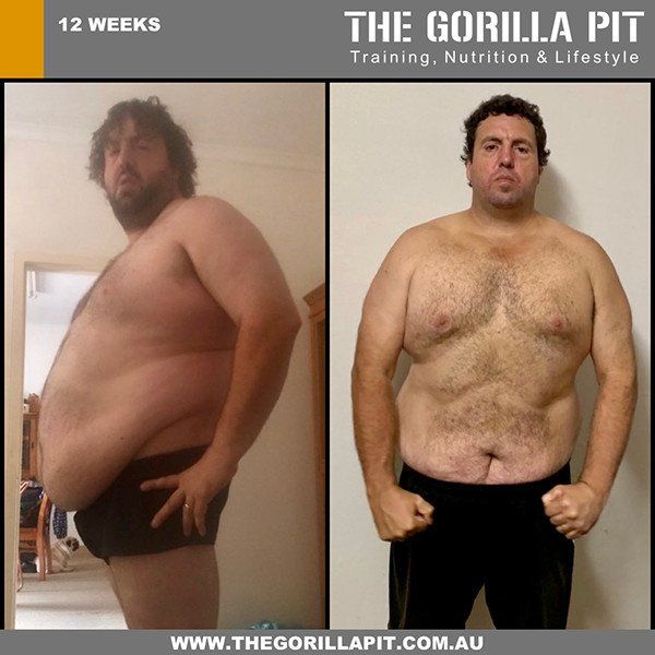 before and after fitness transformation of Brendan