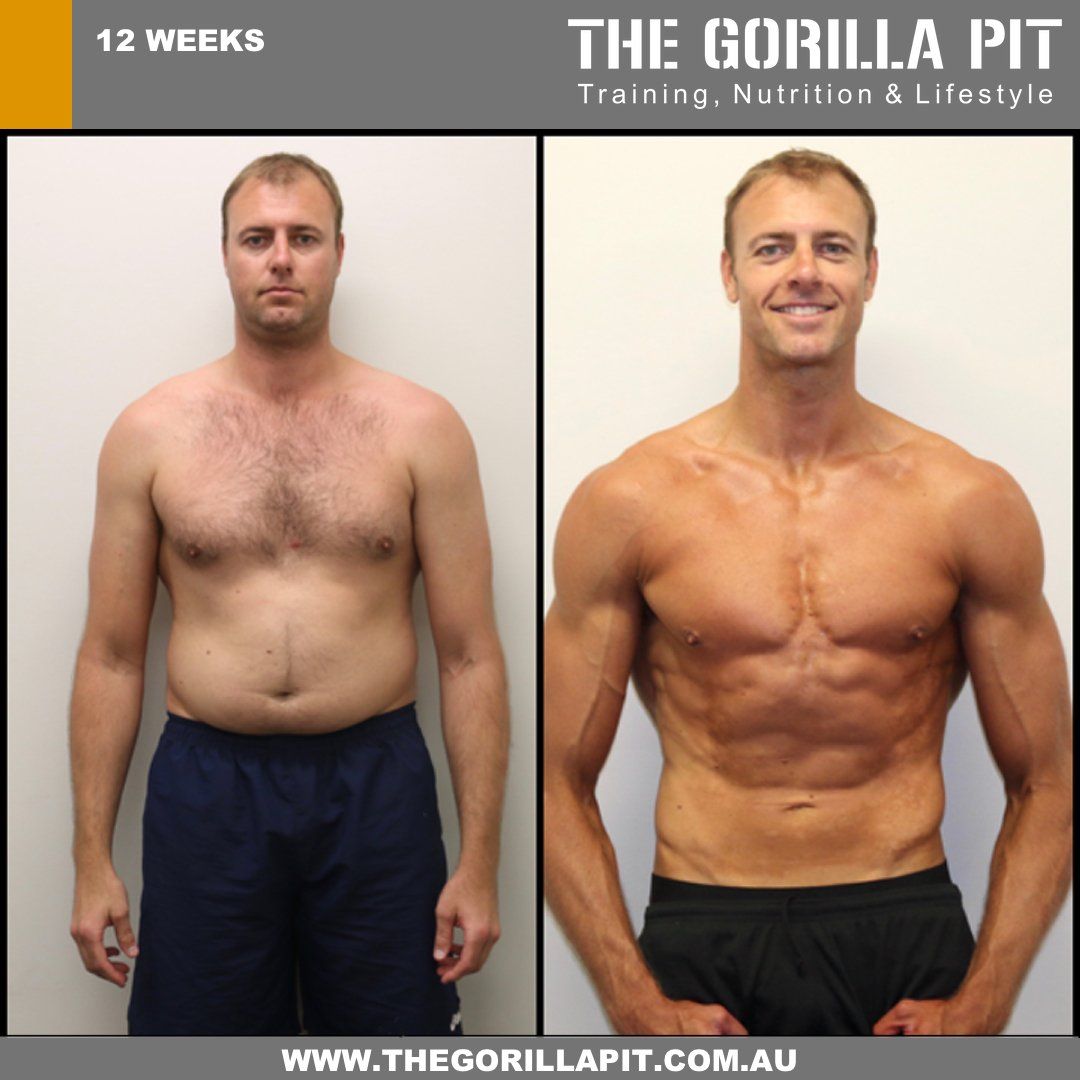 before and after fitness transformation of Jon