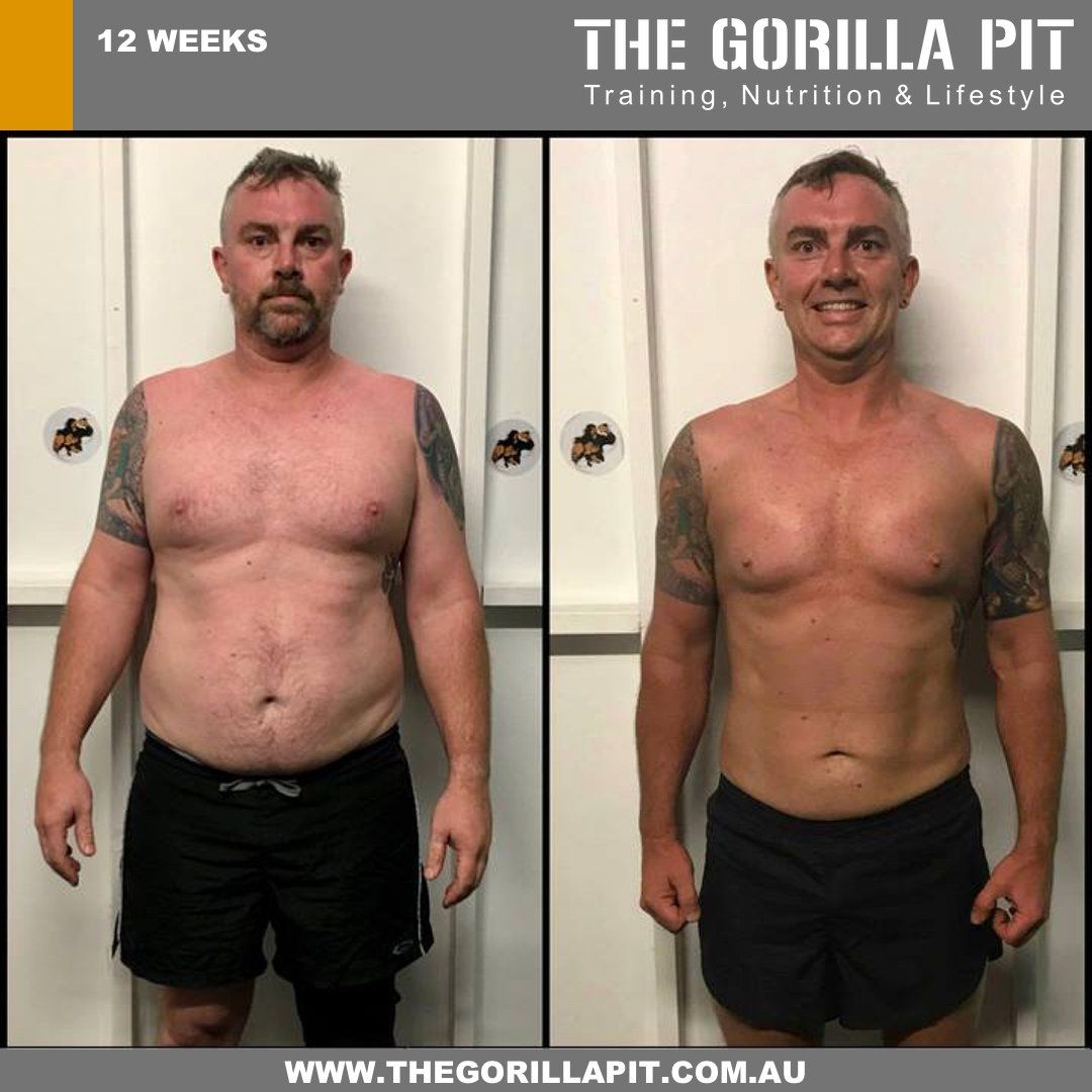 before and after fitness transformation of Mark