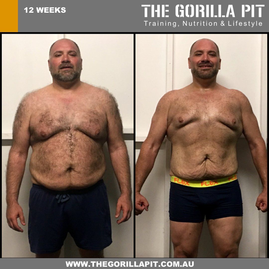 before and after fitness transformation of Sergio