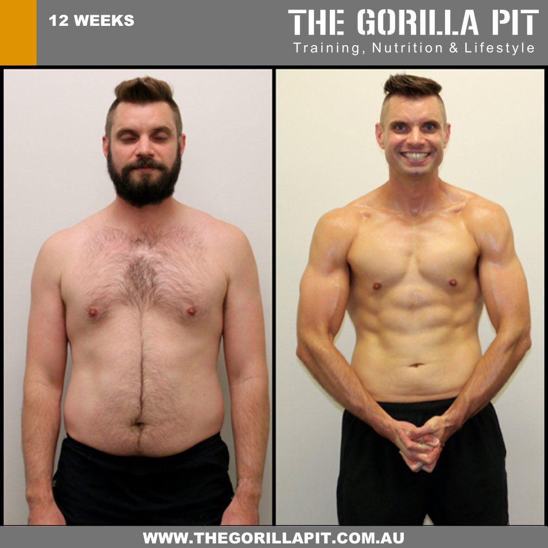 before and after fitness transformation of Sven