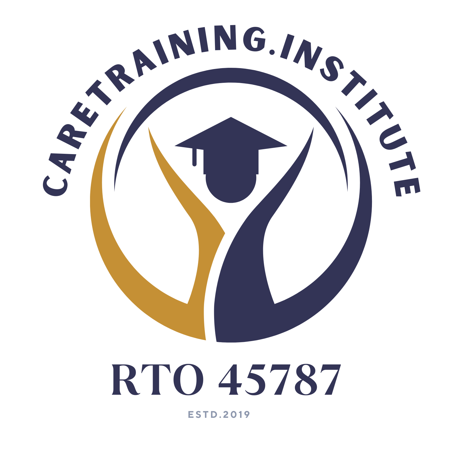 The logo for the care training institute shows a person wearing a graduation cap.