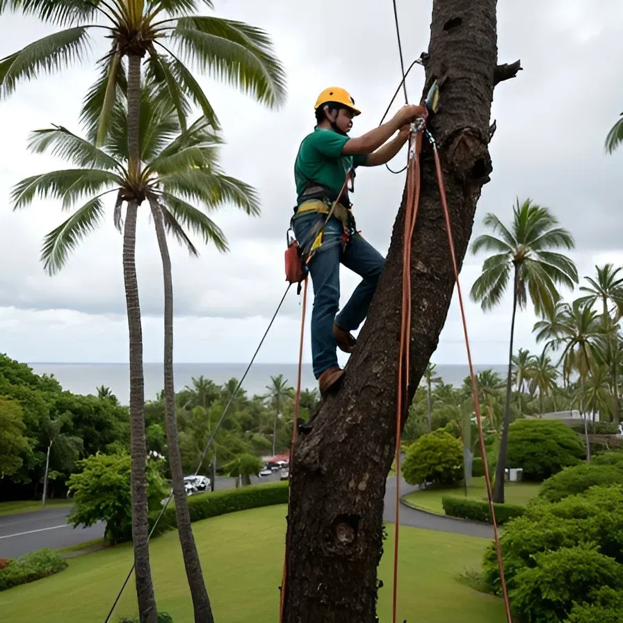 Oahu arborist restoring storm-damaged tree