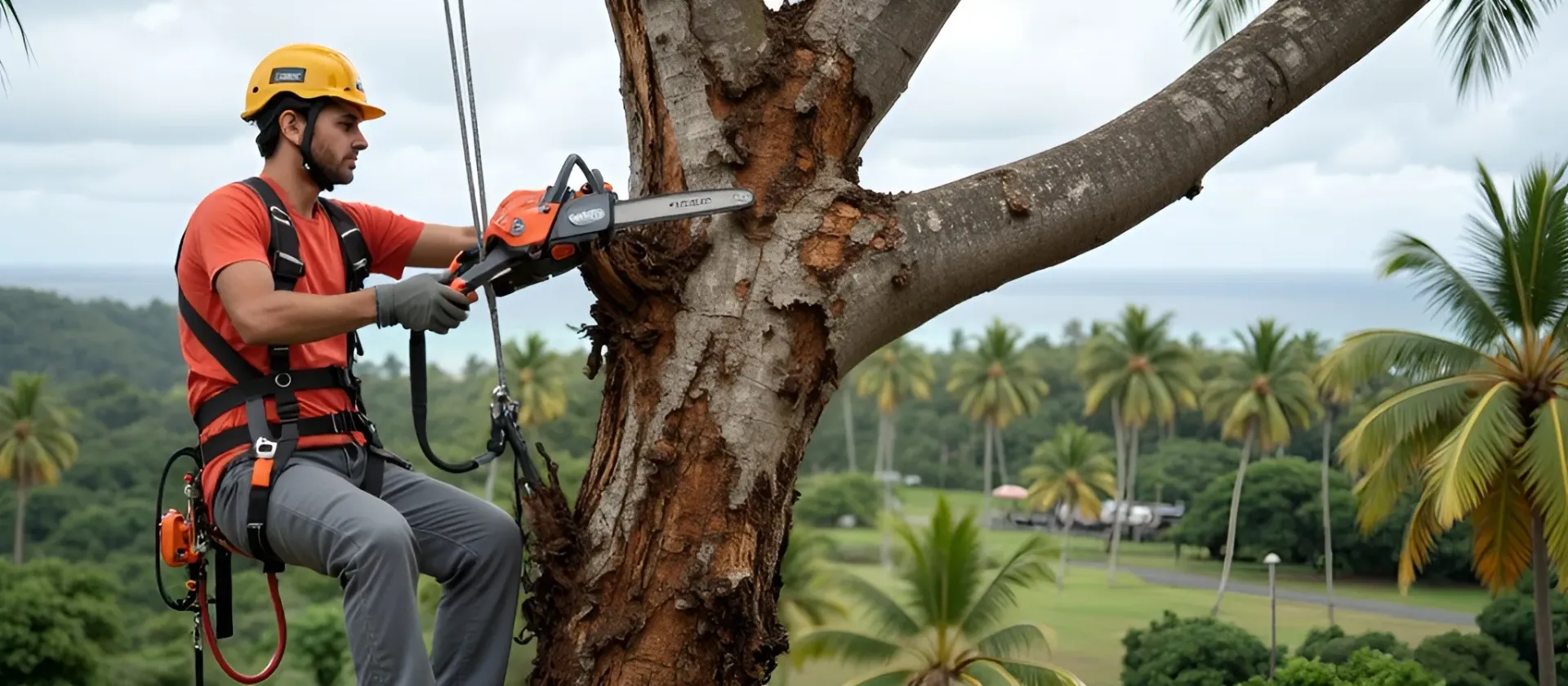 Oahu arborist restoring storm-damaged tree