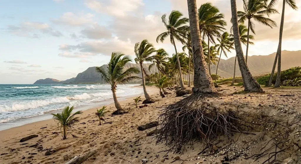 Oahu coconut tree coastal growth study