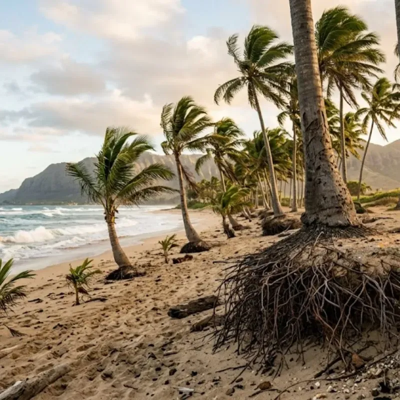 Oahu coconut tree coastal growth study