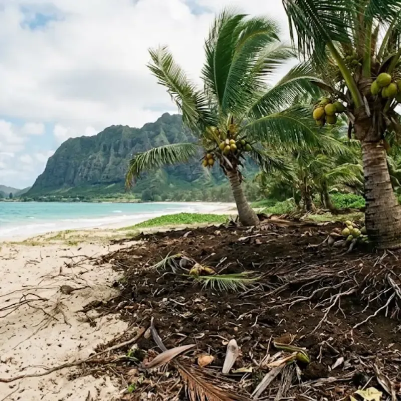 Oahu coconut trees healthy nutrient-rich soil