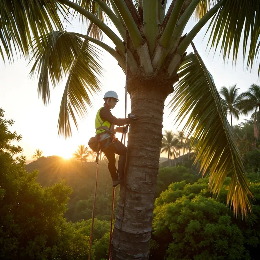 Professional Oahu arborist pruning tropical trees expertly