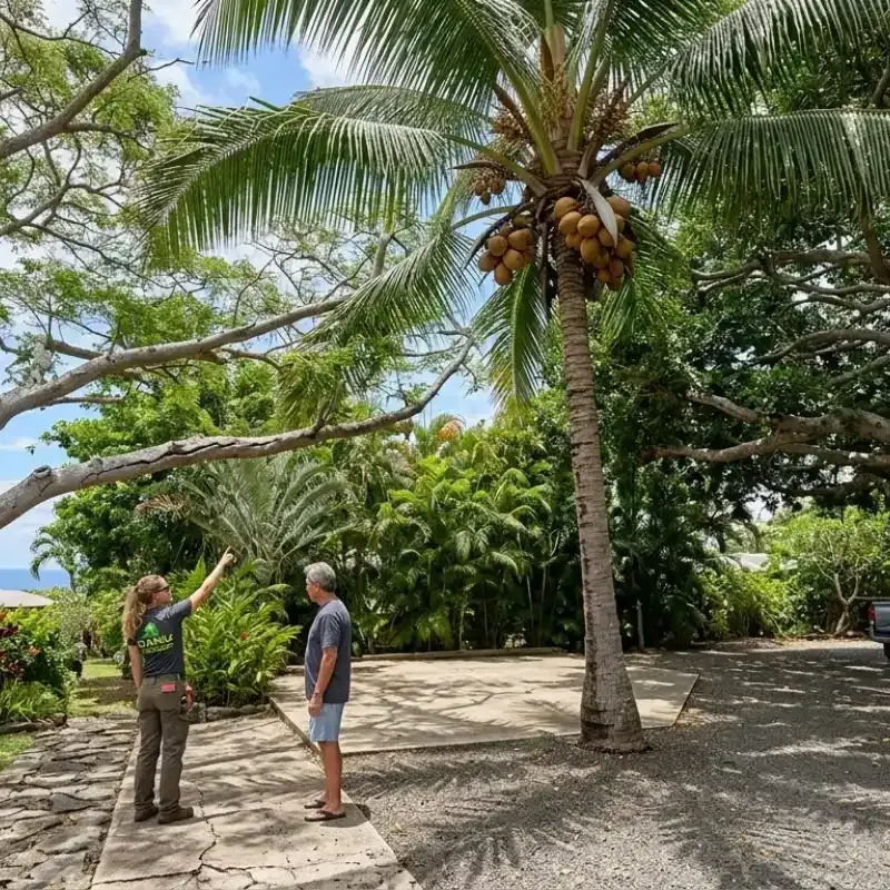 Tree care hazards in Aiea Hawaii Albizia, coconut palms, and banyan trees with species-specific risks for homeowners and landscapes