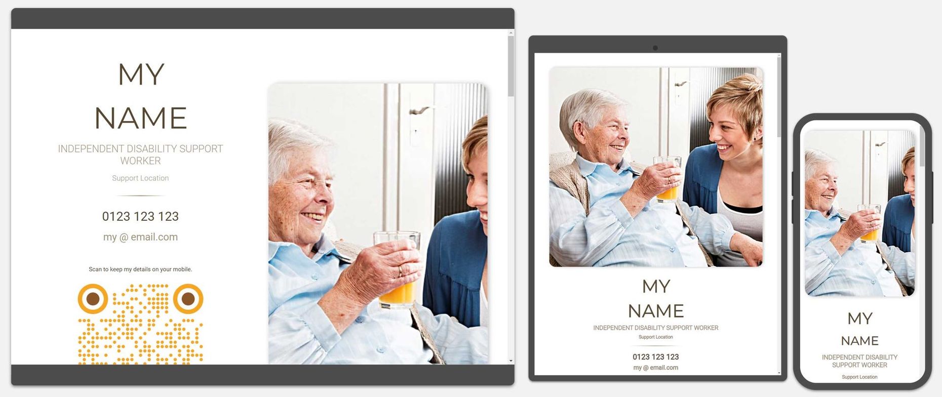Independent Disability Support Workers Info eCards work on all devices.