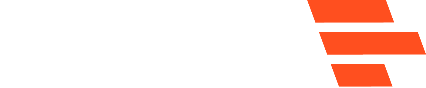 Orange geometric logo on a white background