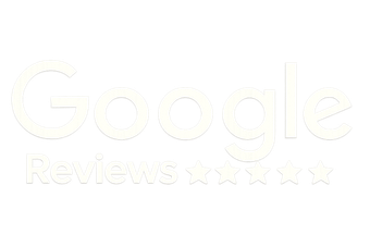 Google Reviews logo in white with five-star rating stars