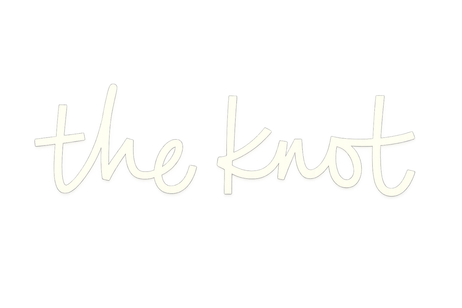The knot logo in white cursive text on a light background