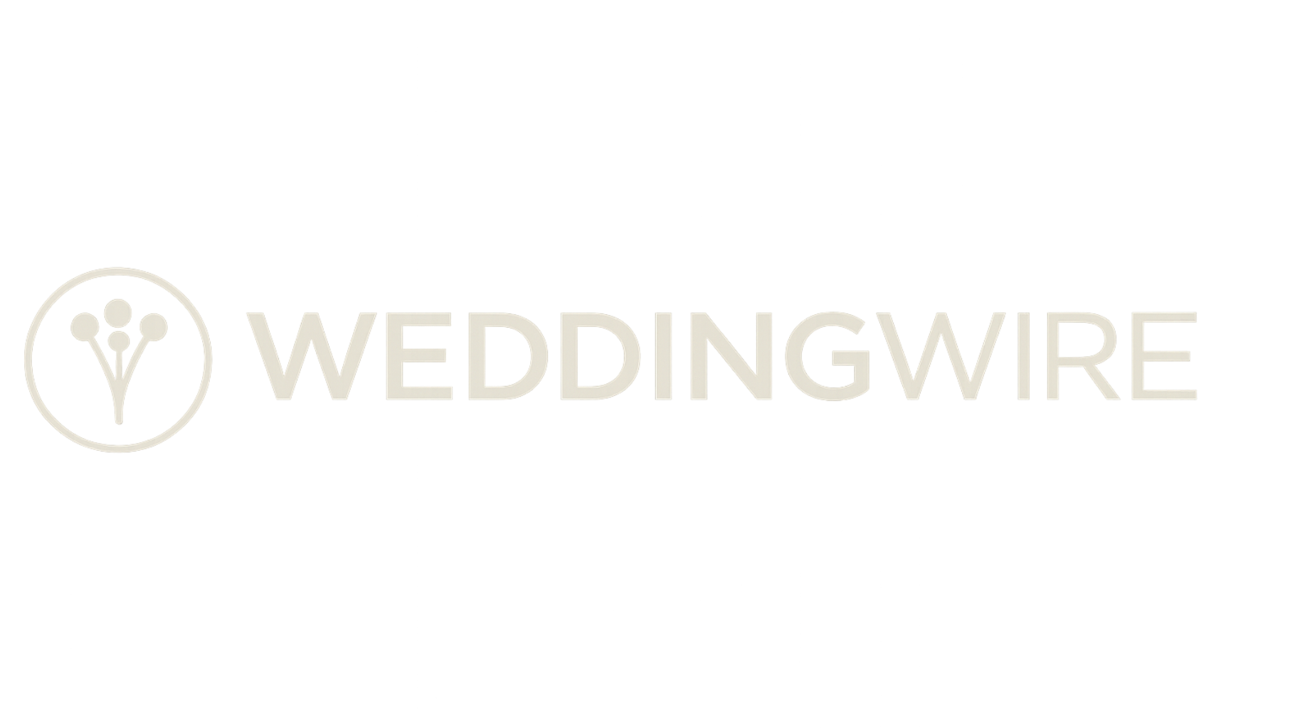 WeddingWire logo with a pale beige flower icon and text on a white background