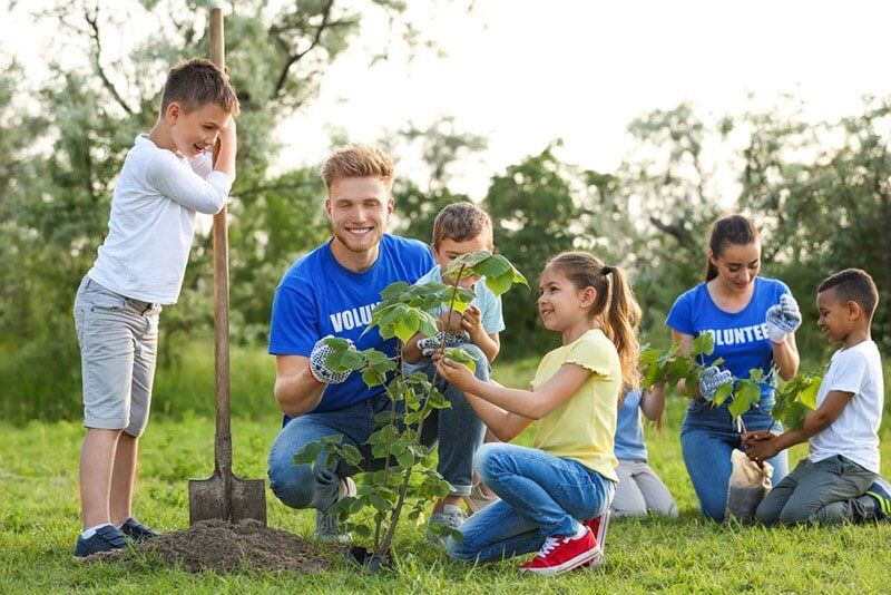 Kids Planting Trees — Child Care in Bowen, QLD