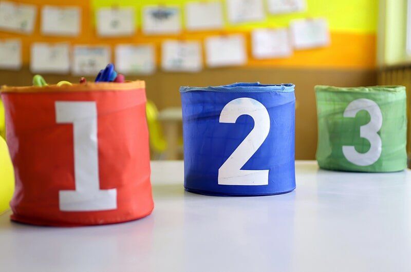 Buckets with 1,2,3 on them — Child Care in Bowen, QLD