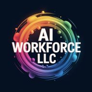 A logo for ai workforce llc with a rainbow colored circle