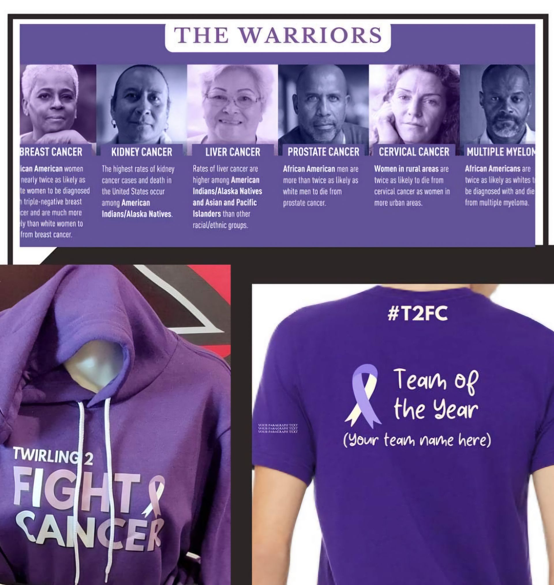 A purple shirt that says team of the year on it