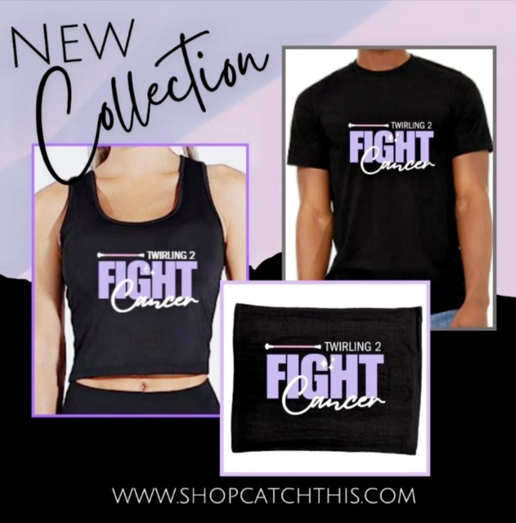 A woman is wearing a black tank top that says fight cancer
