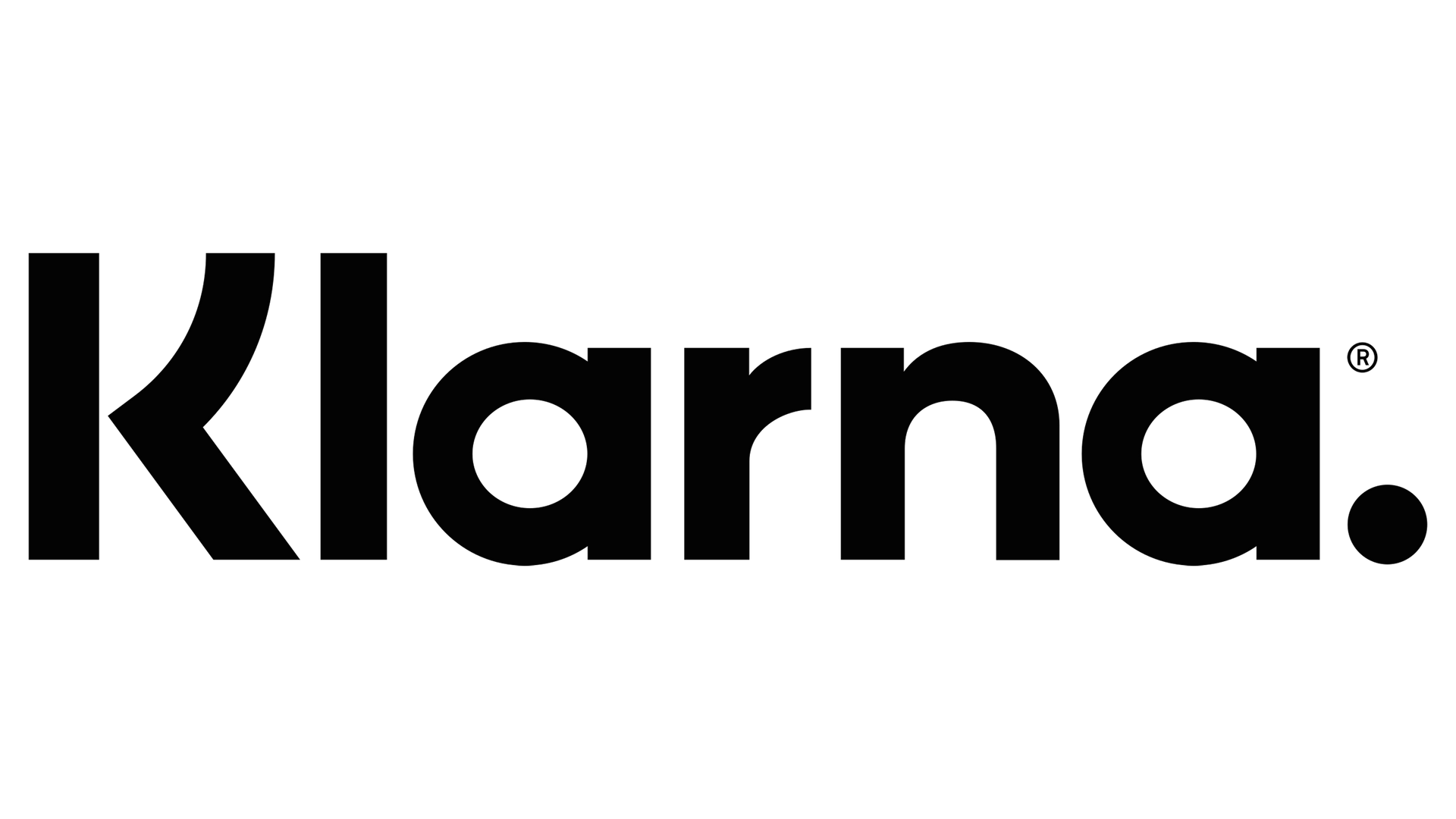 A black and white logo for klarna on a white background.