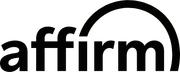 A black and white logo for the company affirm