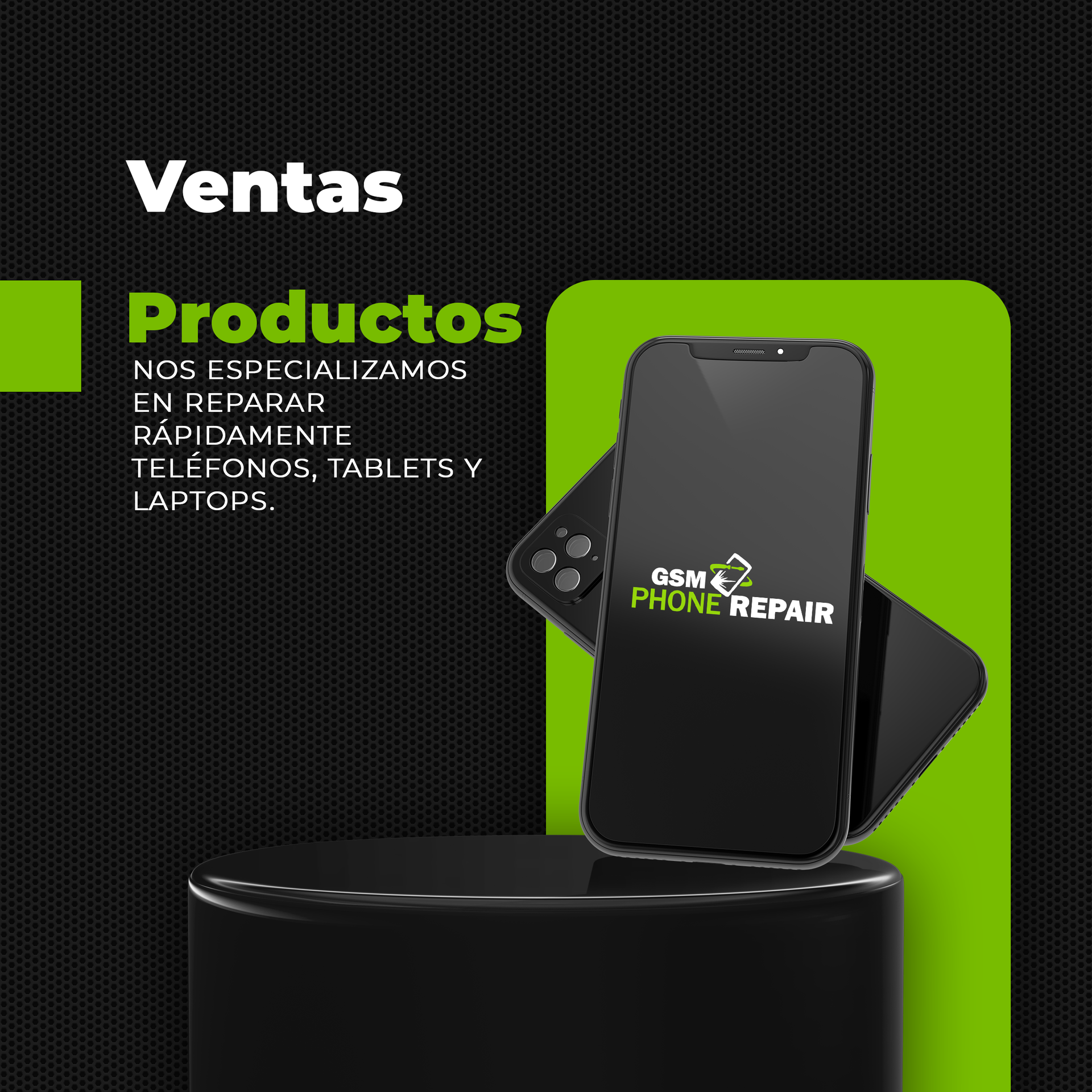 A cell phone is sitting on top of a black box.