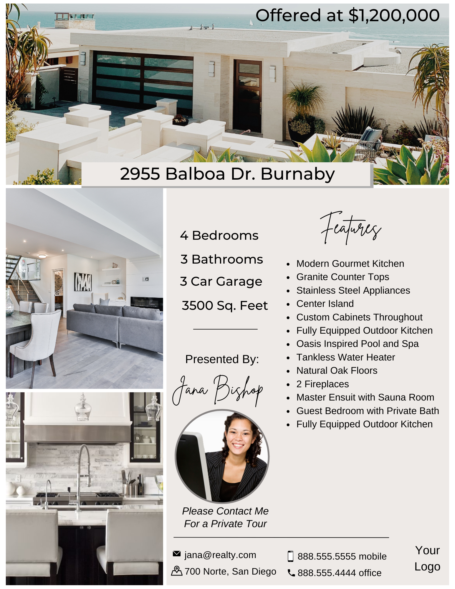 A flyer for a house for sale in balboa dr burnaby