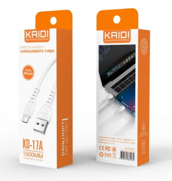 Duas caixas de cabo lightning kaidi kd-17a