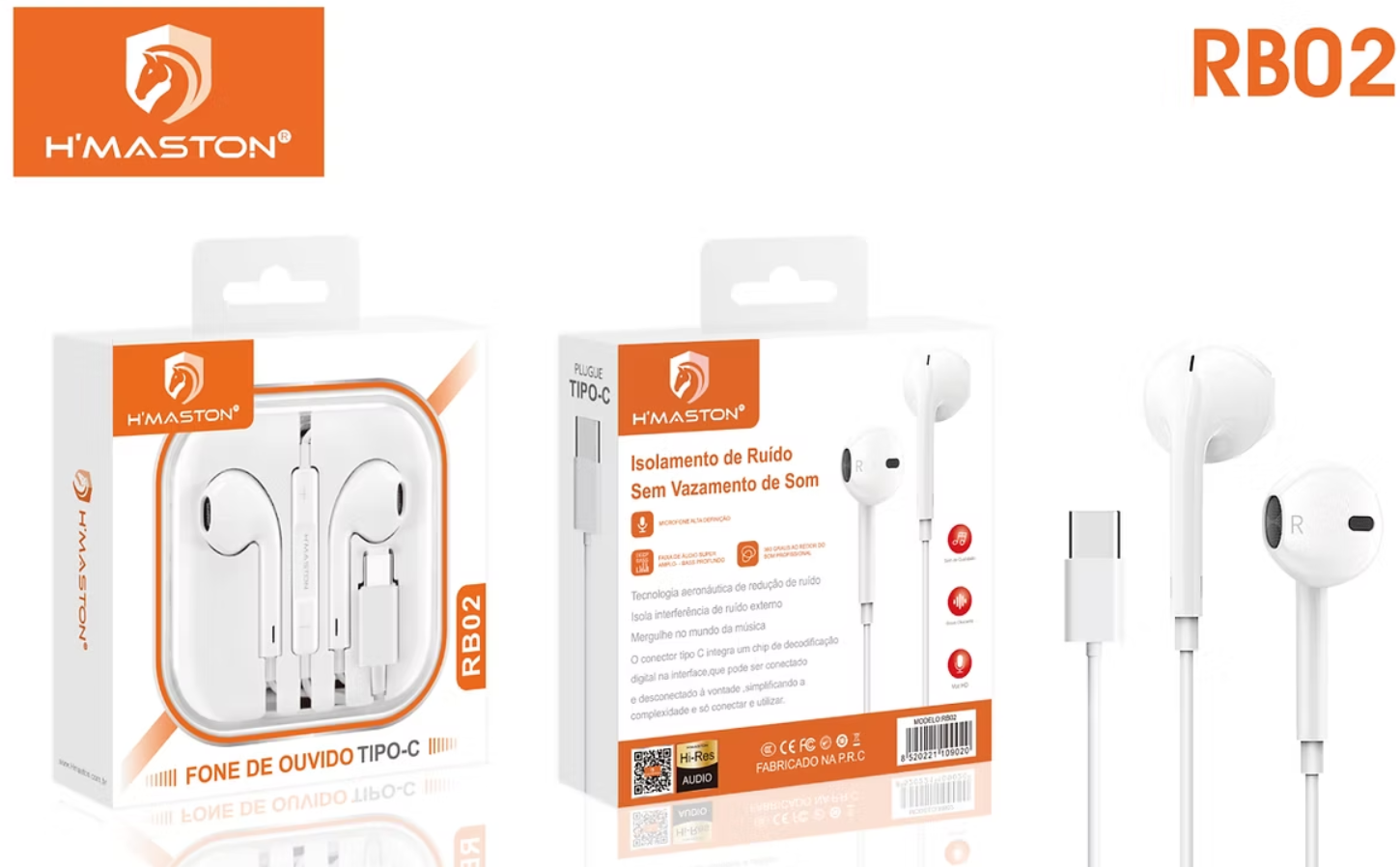 Um par de fones de ouvido com o logotipo rb02