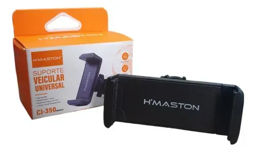 Um suporte de telefone está ao lado de uma caixa.