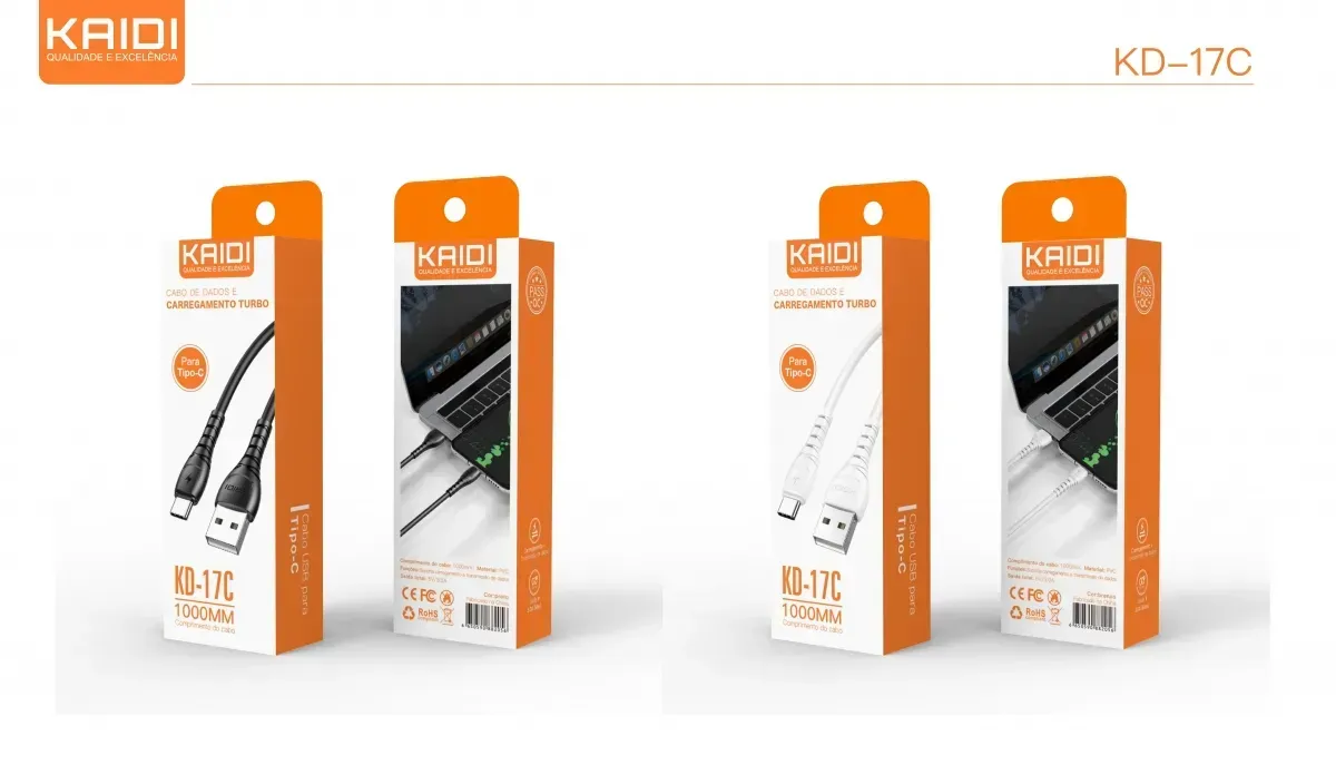 Duas caixas de cabo usb kaidi kd-17c 1000mm