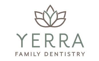 The logo for yerra family dentistry has a lotus flower on it.