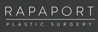 A logo for rapaport plastic surgery on a black background