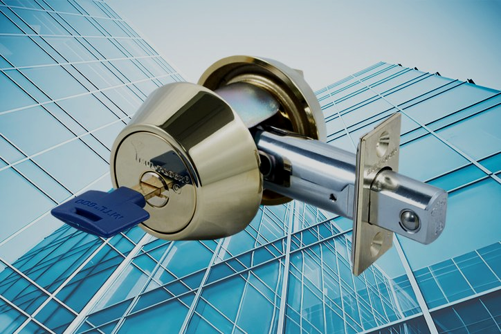 Mul-T-Lock high-security deadbolt and key