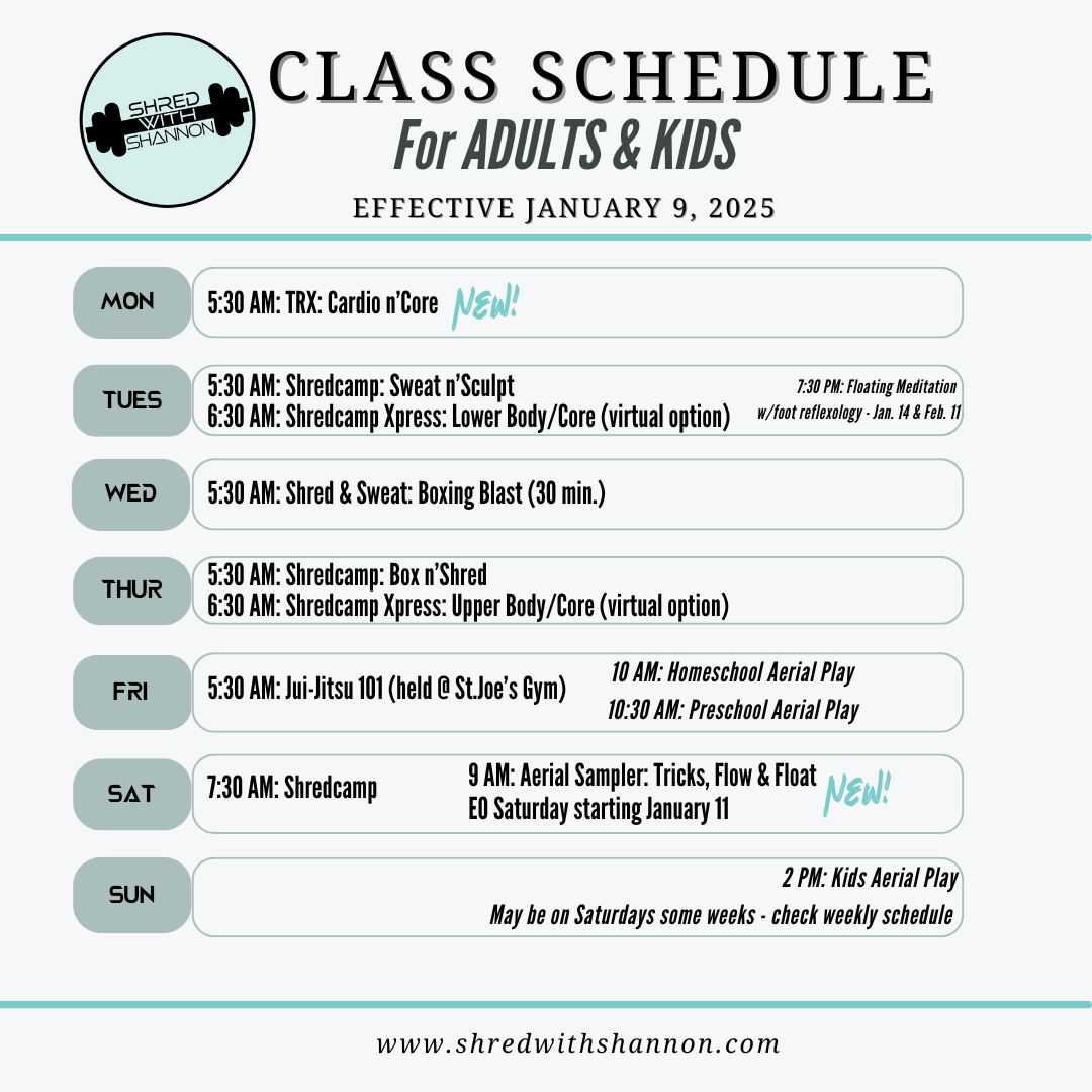 shred with shannon schedule