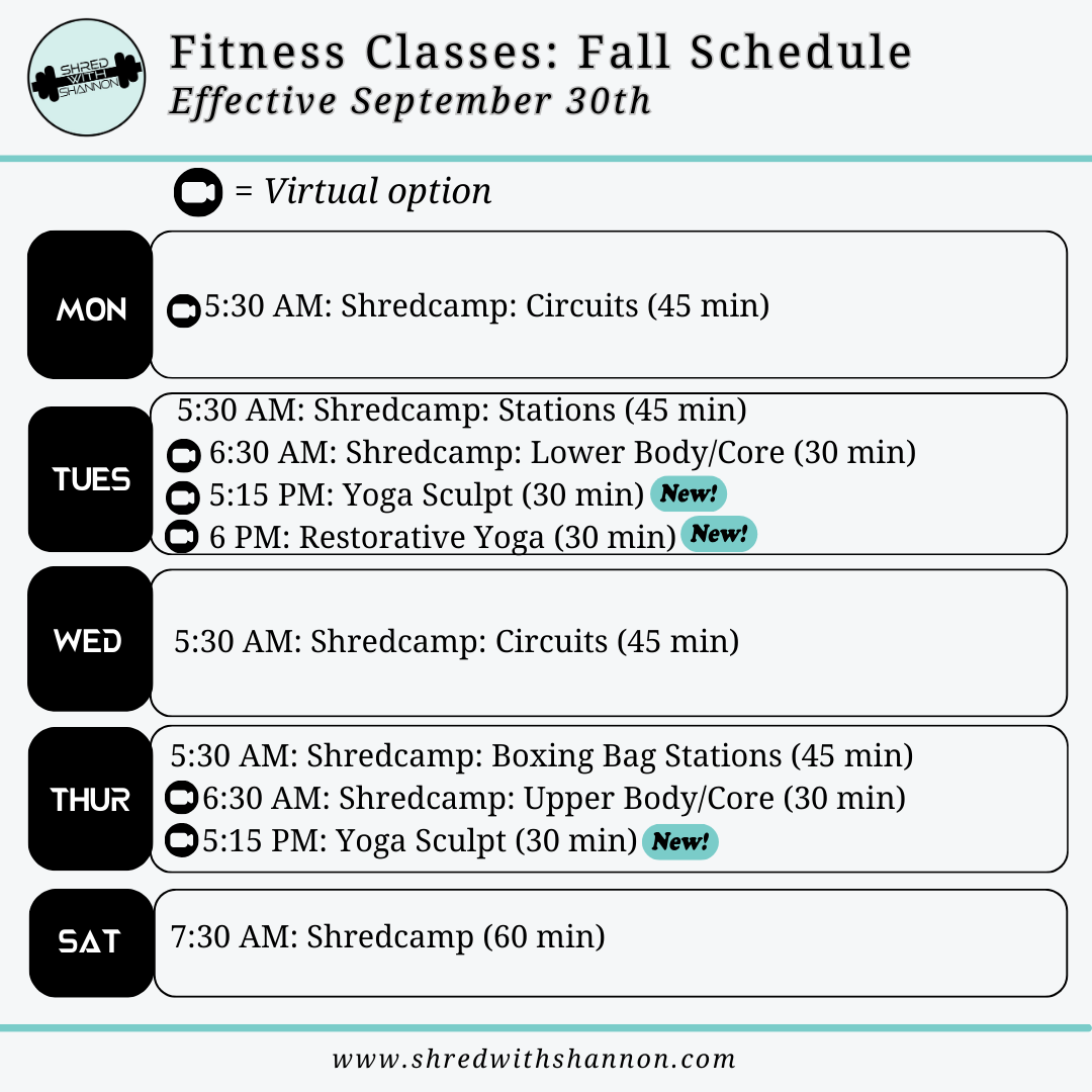shred with shannon schedule